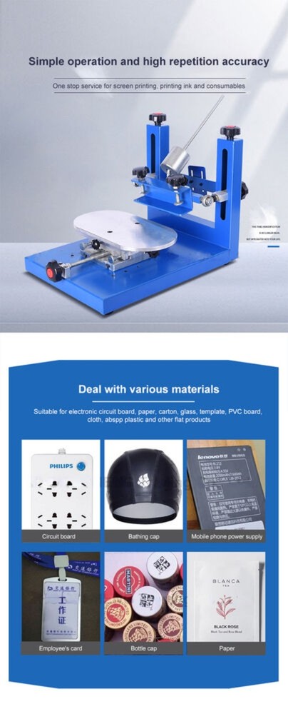 Manual Screen Printing Machine Precision Flat Screen Printing Machine 130*240mm