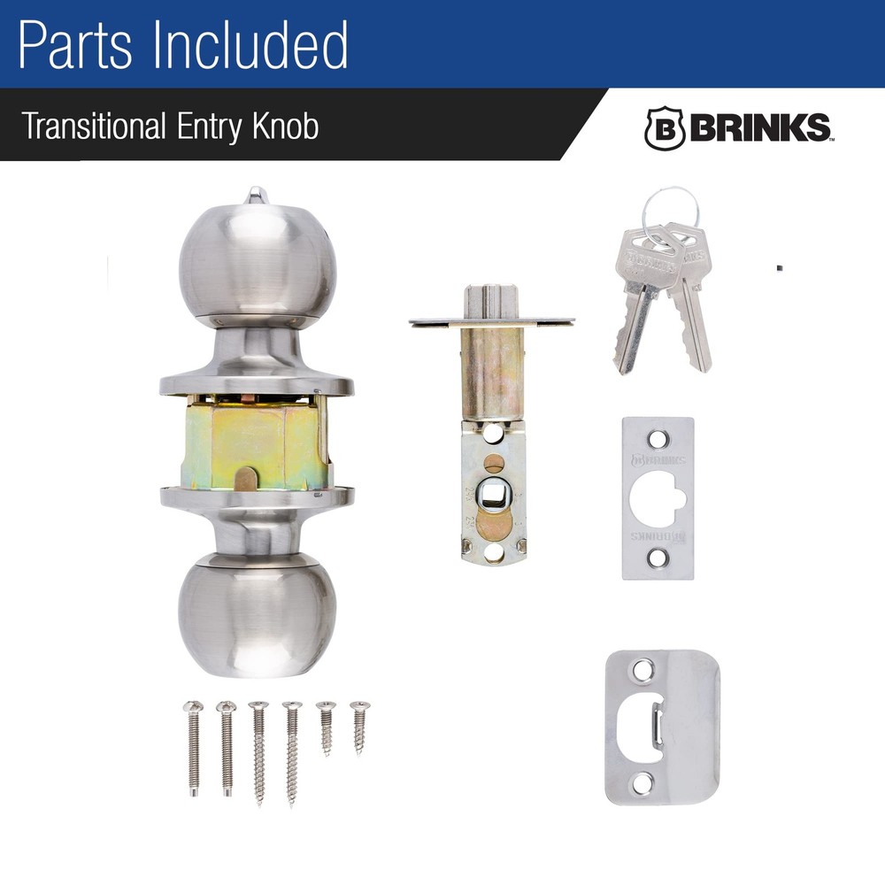 BRINKS Transitional Keyed Entry Door Knob - Satin Nickel 1 Pack,