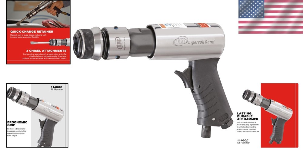 Durable Air Hammer Tool with 3 Chisel Attachments