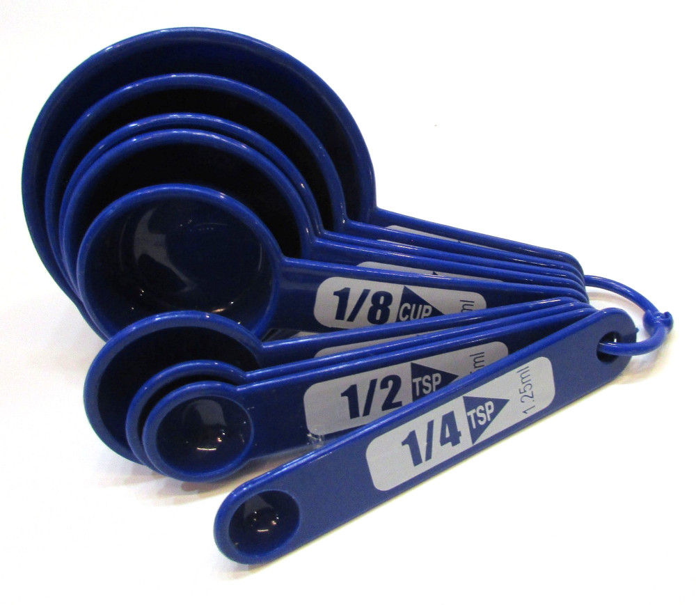 Nine Piece Nesting Blue Plastic Measuring Spoon Cup Set Excellent!