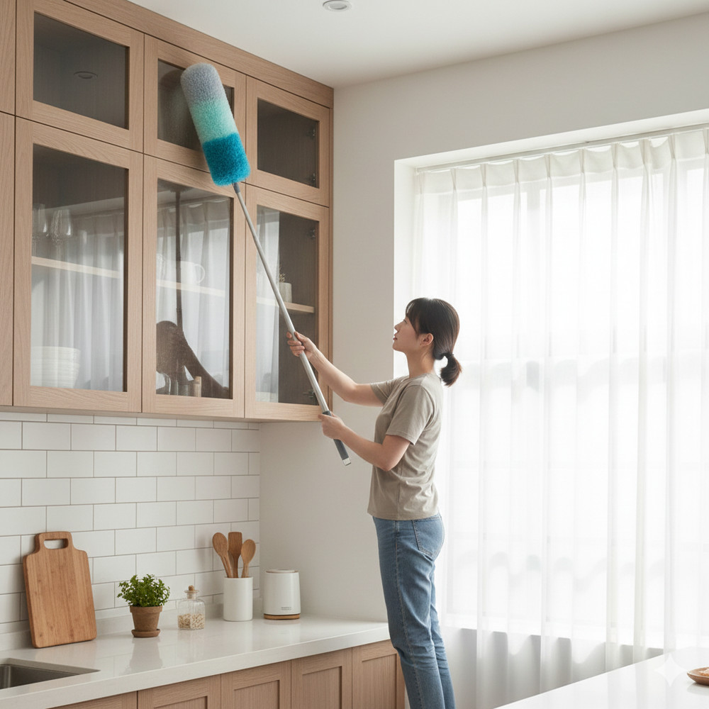 Extendable Microfiber Duster Long Pole for High Ceiling Fan Cleaner WashableHead