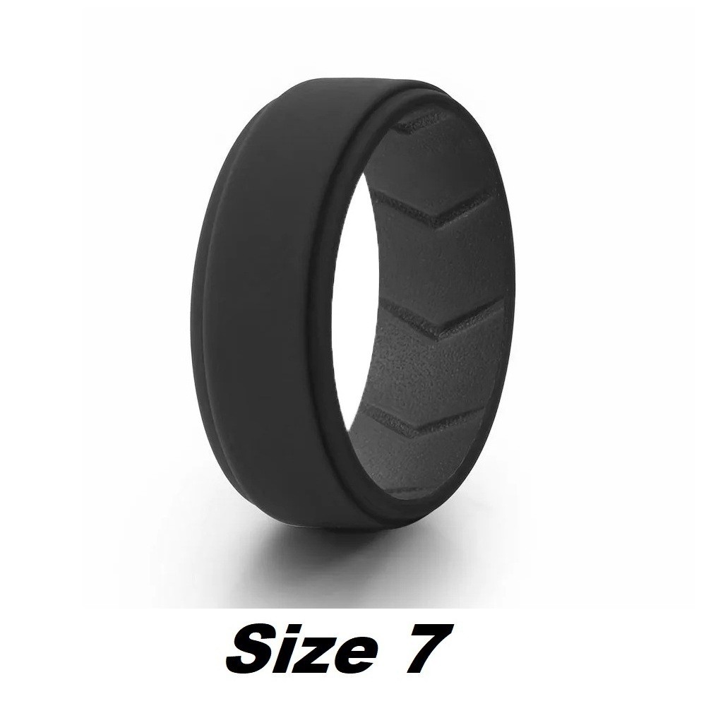 Black Silicone Wedding Ring Band Breathable Men Woman Temporary Rubber Flexible