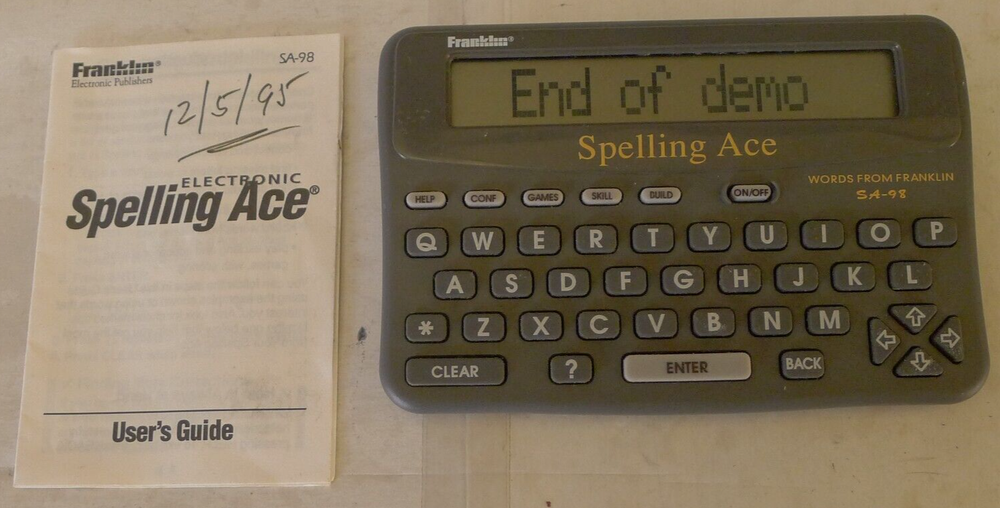 Franklin Electronic Spelling Ace SA-98 with User's Guide - TESTED