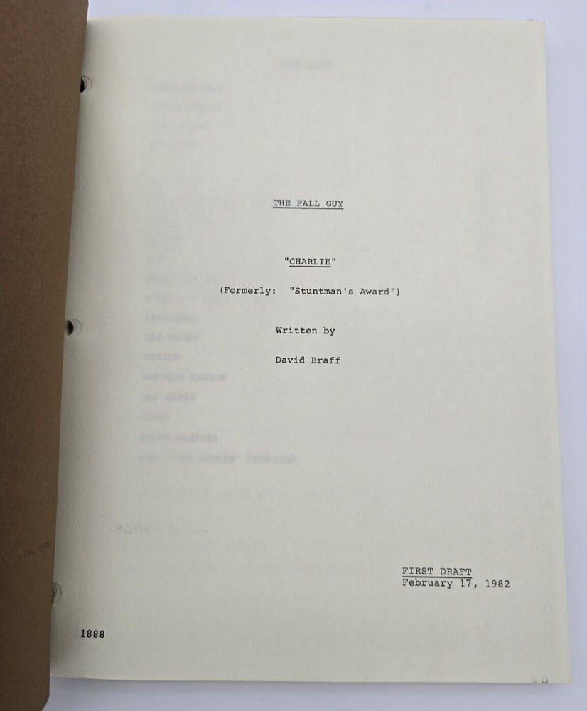 THE FALL GUY / David Braff 1982 TV Series Script, Lee Majors "Charlie"