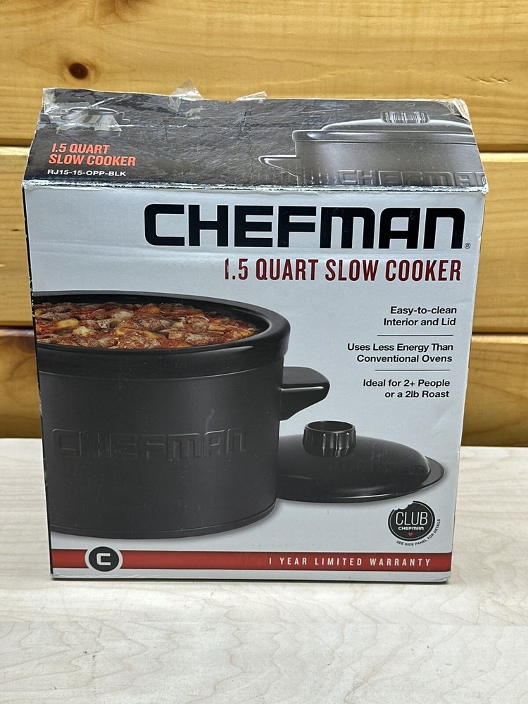 Black Chefman Slow Cooker Compact Personal 1.5 Quart, Open Box - Never Used