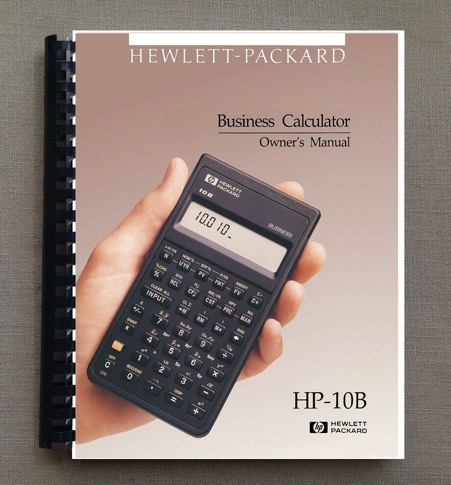 Manual for Hewlett Packard HP 10B Calculator