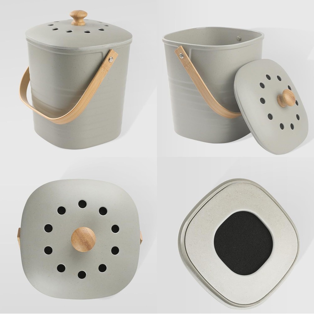 1 Gallon Compost Bin Kitchen Coutertop Compost Bin with Lid Compost Bucket