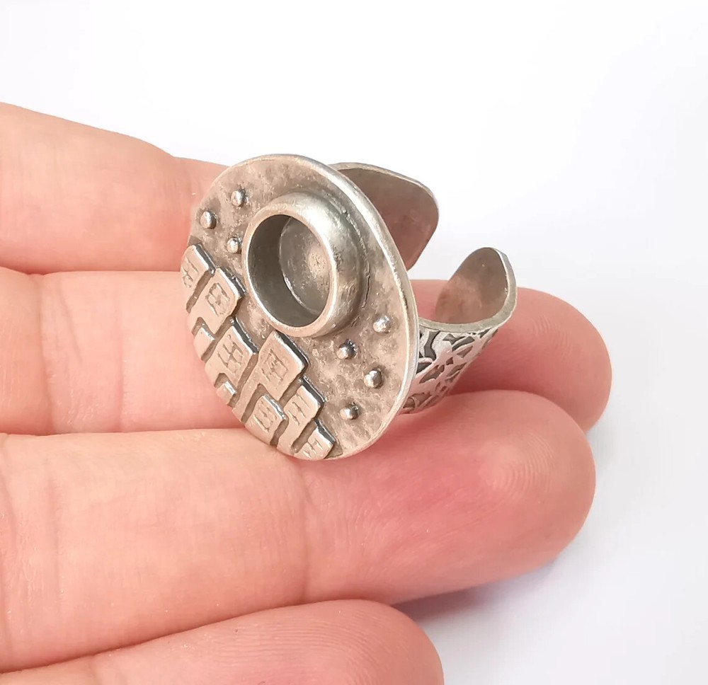 City Ring Blank Setting Cabochon Mounting Adjustable Resin Ring Base Bezels