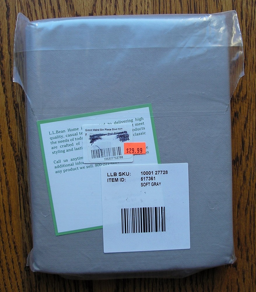 LL Bean Garment Washed Sateen Std Pillowcases - Two (2) per Package - Soft Gray