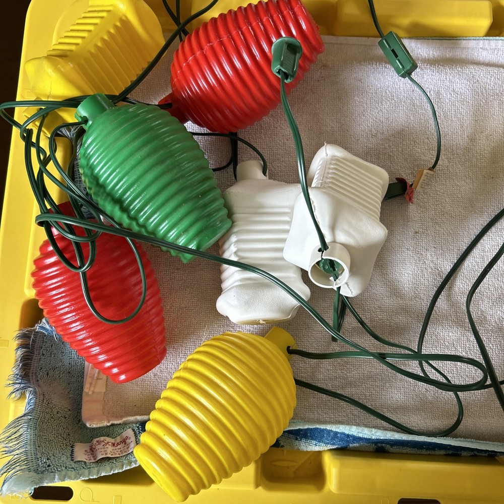 Vtg Beehive & Lantern Blow Mold String Lights Patio Camper 2 Full  + 1 Sets READ