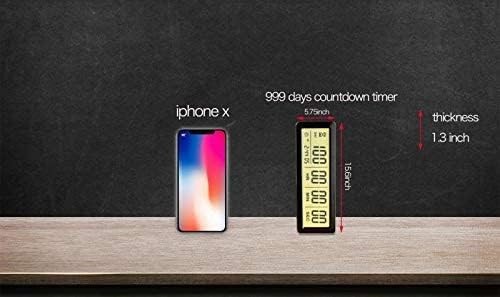 Digital 999 Days Countdown Clock Timer Magnetic Backing for Vacation White