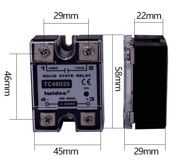 Twidec Single Phase solid state relay TC48D-25 10-100A 3~32VDC/40~480VAC
