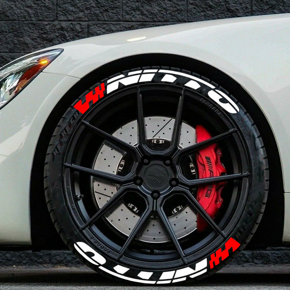 8 Sets NITTO Permanent Tire Lettering Sticker 1.06'' 14''-22'' With Glue Tools