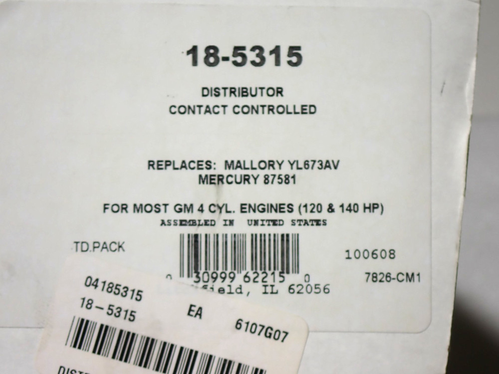 Sierra 18-5315 Distributor 4 Cylinder Points Type NEW