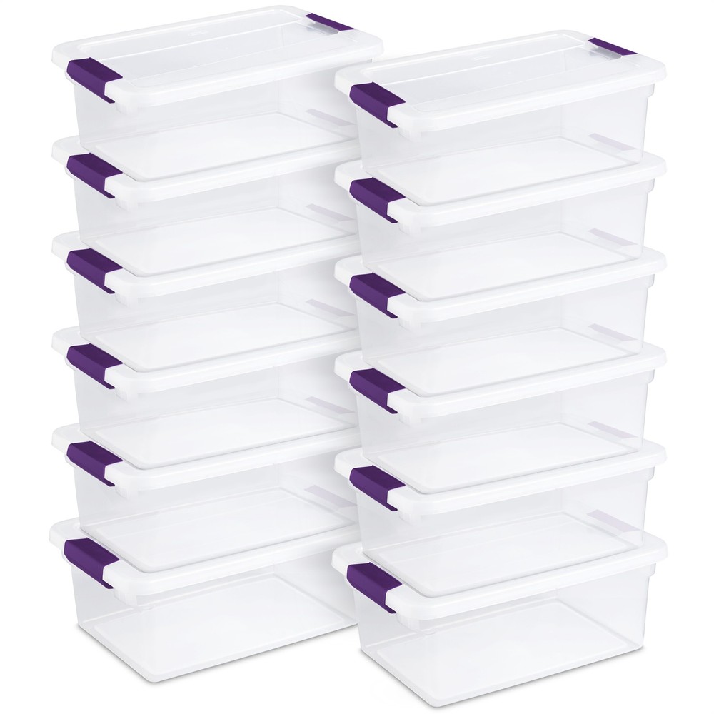 Sterilite 15 Qt. Plastic Stackable Storage Container with Lid, Clear (12 Pack)