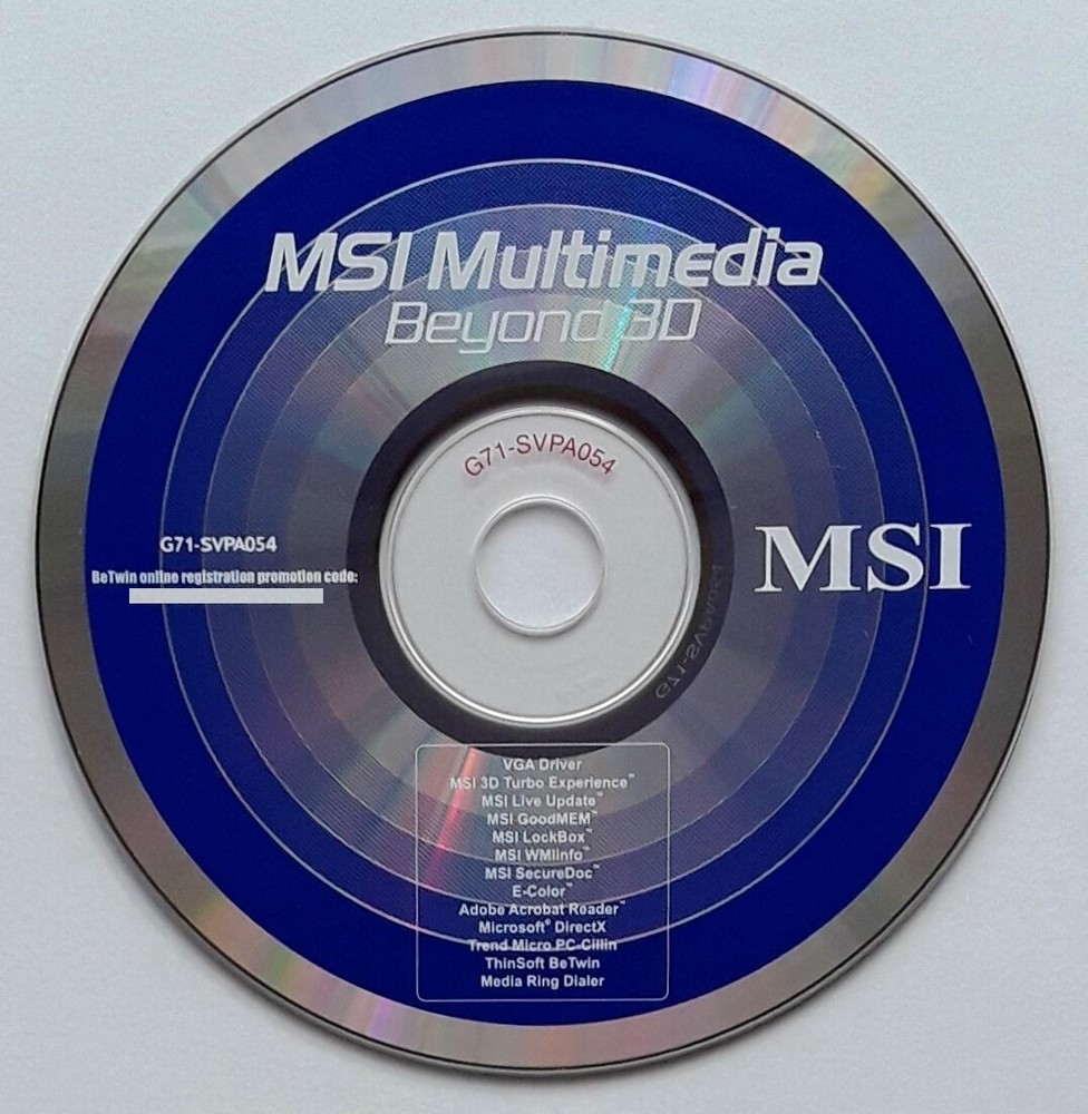 MSI Multimedia Beyond 3D NEW Driver Software for GeForce Video Cards CD