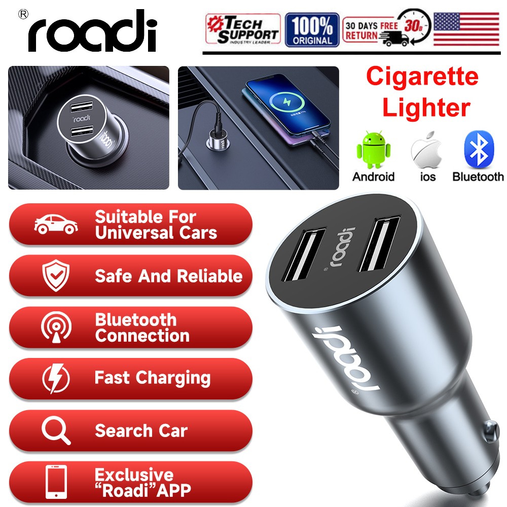 Bluetooth Fast Charging Car Dual USB Cigarette Charger Lighter Socket Adapter