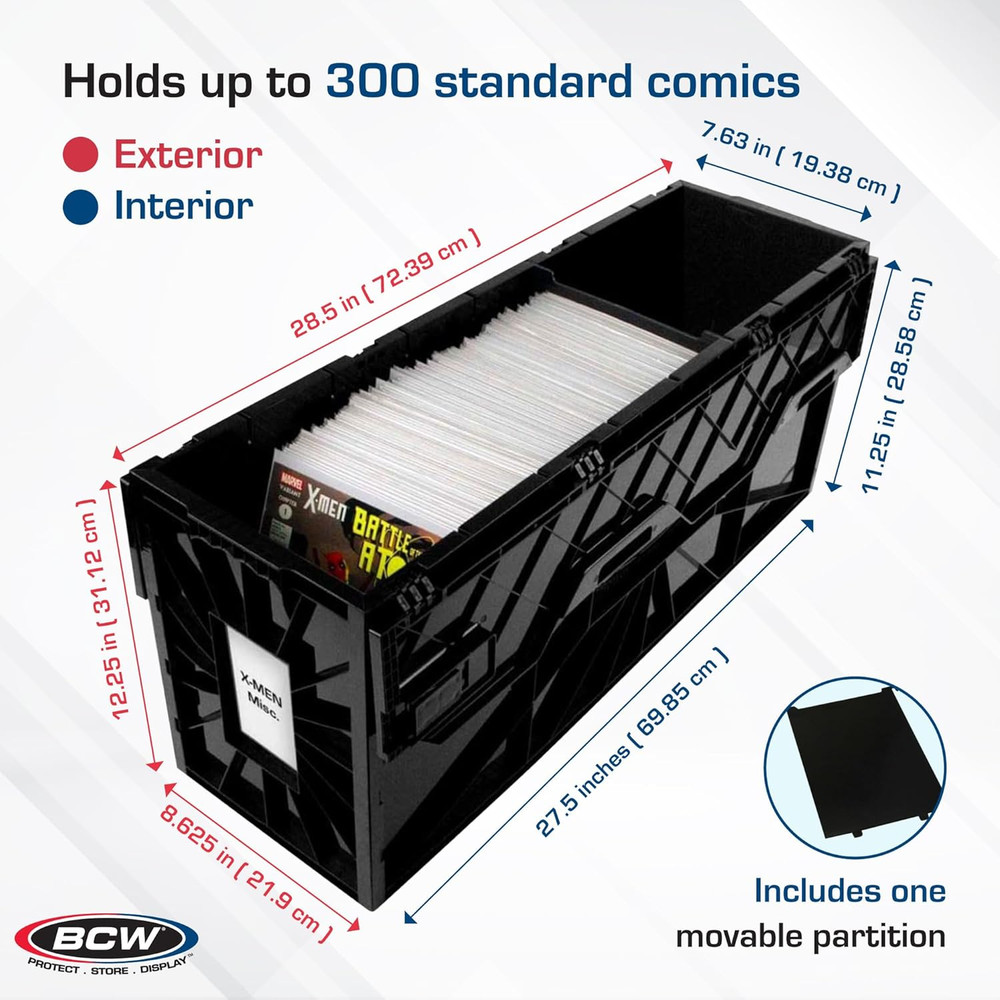Long Comic Book Bin - 1 Pack Heavy Duty Comic Book Storage Box Stackable Comic