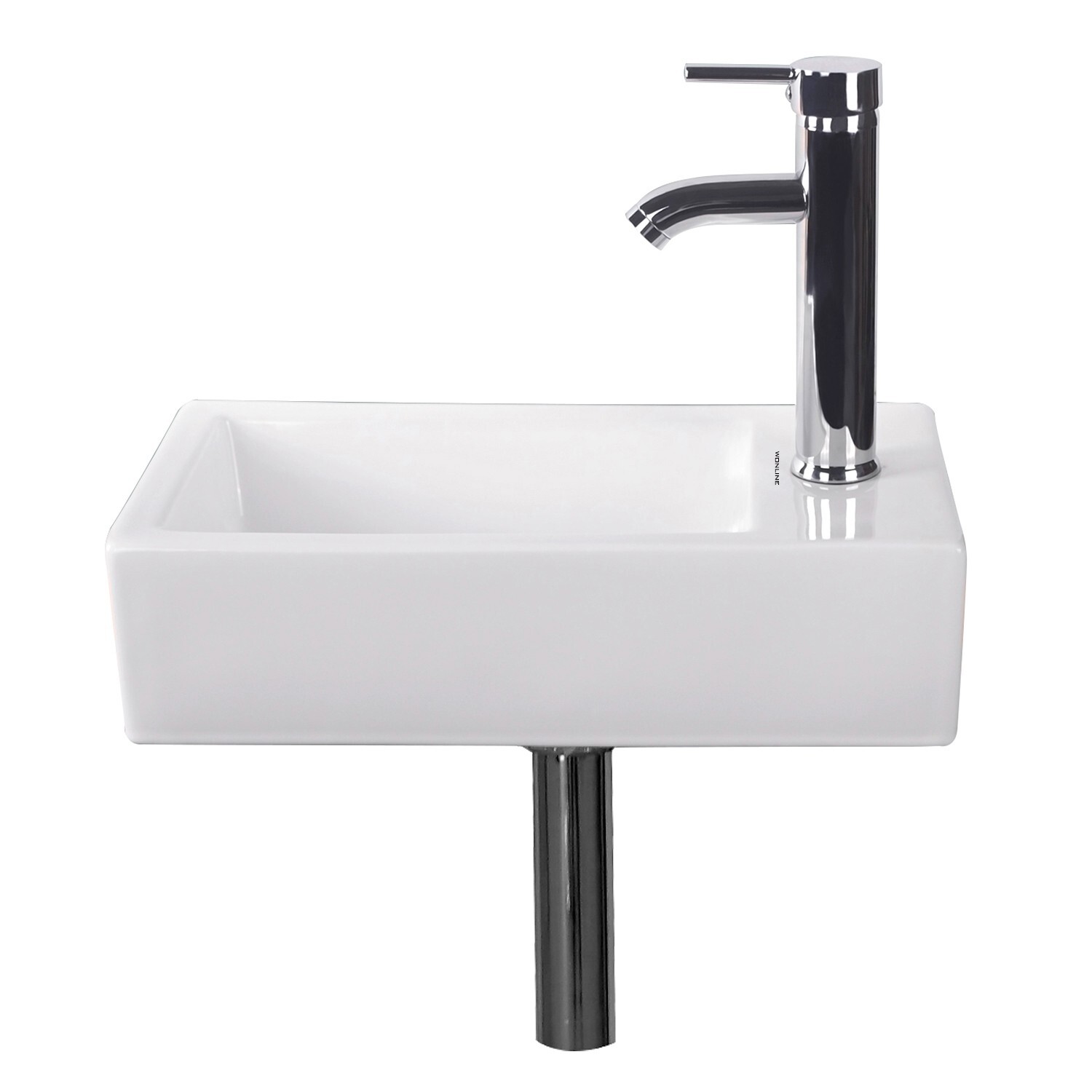 Wall Mount Bathroom Corner Sink Ceramic Vessel Small Sink w/ Faucet Drain White