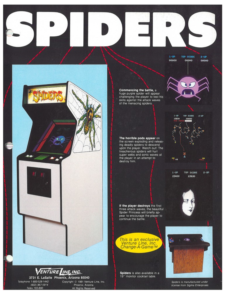 Spiders Video Arcade Flyer / Brochure / Ad -