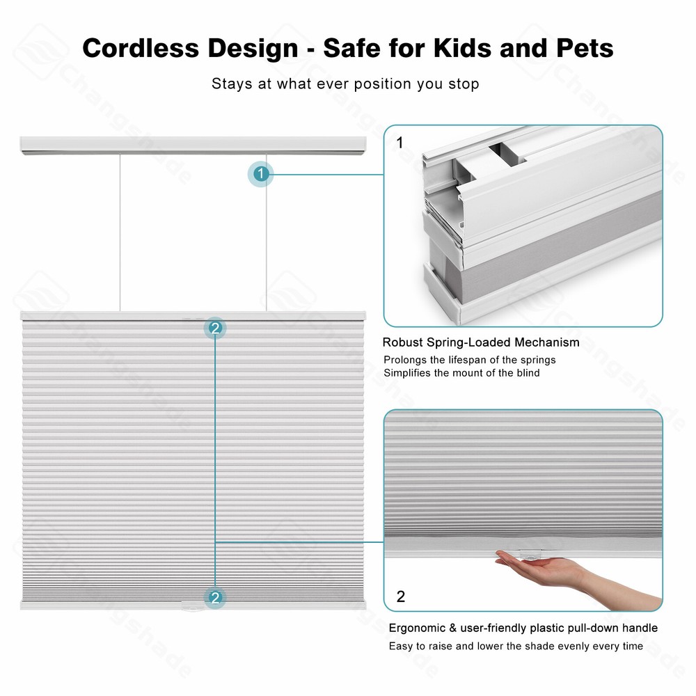 Custom SIZE Light Filtering Top Down Bottom Up Cellular Shades Honeycomb Blinds