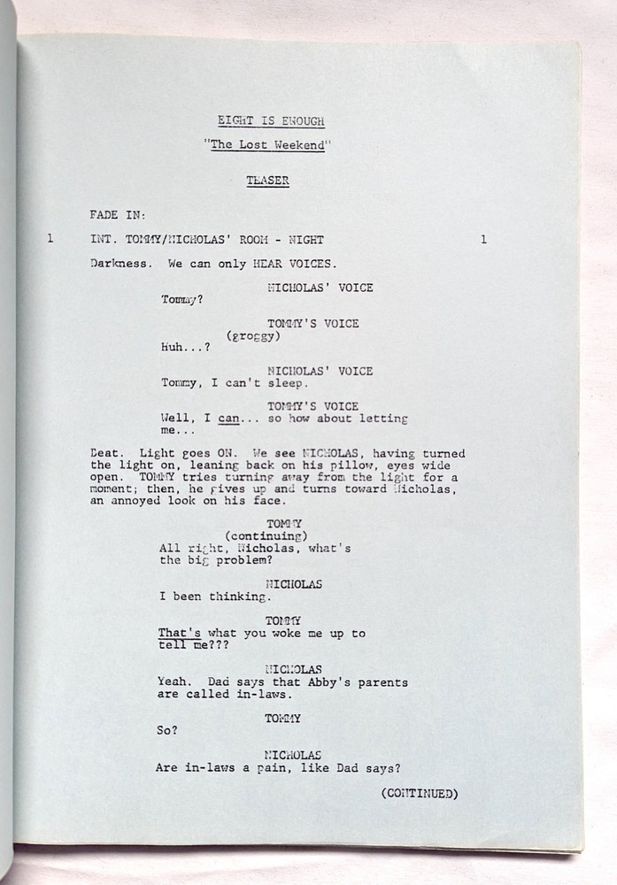 TV Script Eight is Enough "Lost Weekend" S2 EP24 original 5/3/78