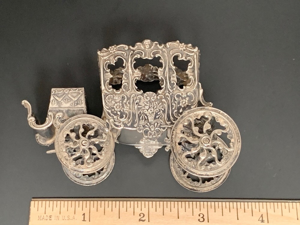 RARE Antique Miniature Rococo Silver Coach