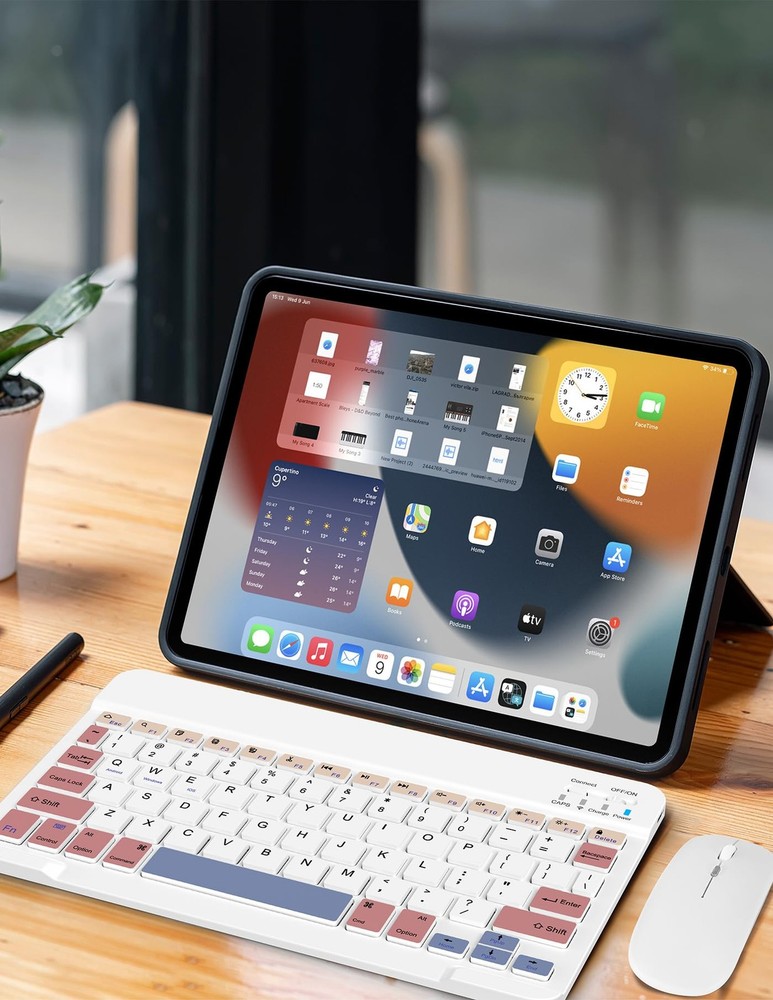 Wireless Keyboard and Combo, Rechargeable Bluetooth Keyboard & Wireless with ...