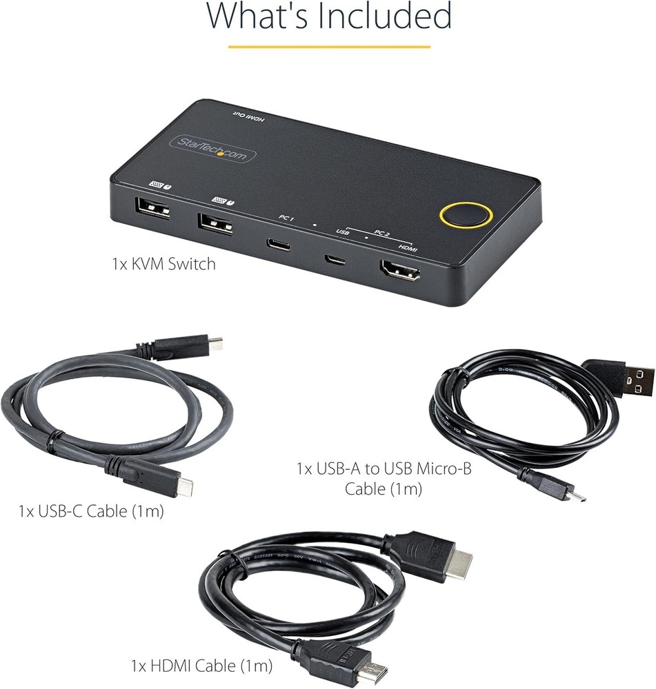 USB Bus Powered KVM Switch - 2 Port with 4K 60Hz HDMI for Multi-Device Use