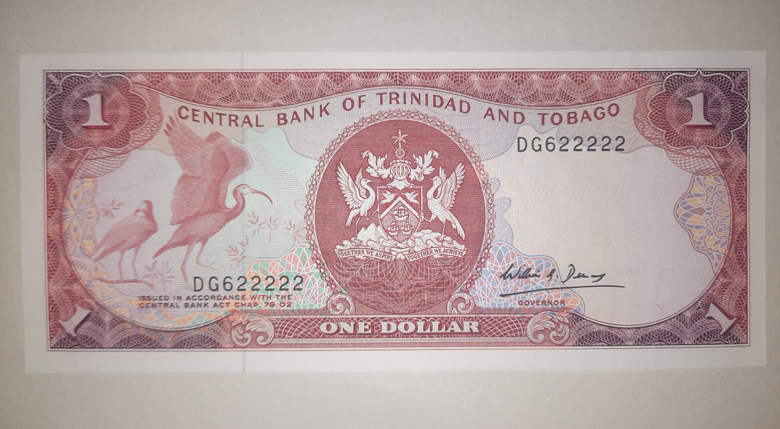Trinidad and Tobago 1 Dollar P36b Fancy serial number * 22222 P.36b "Demas"