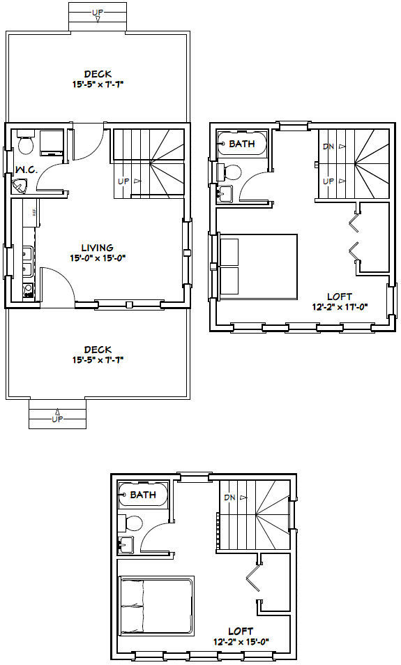 16x16 Tiny House -- 671 sqft -- PDF Floor Plan -- Model 22A