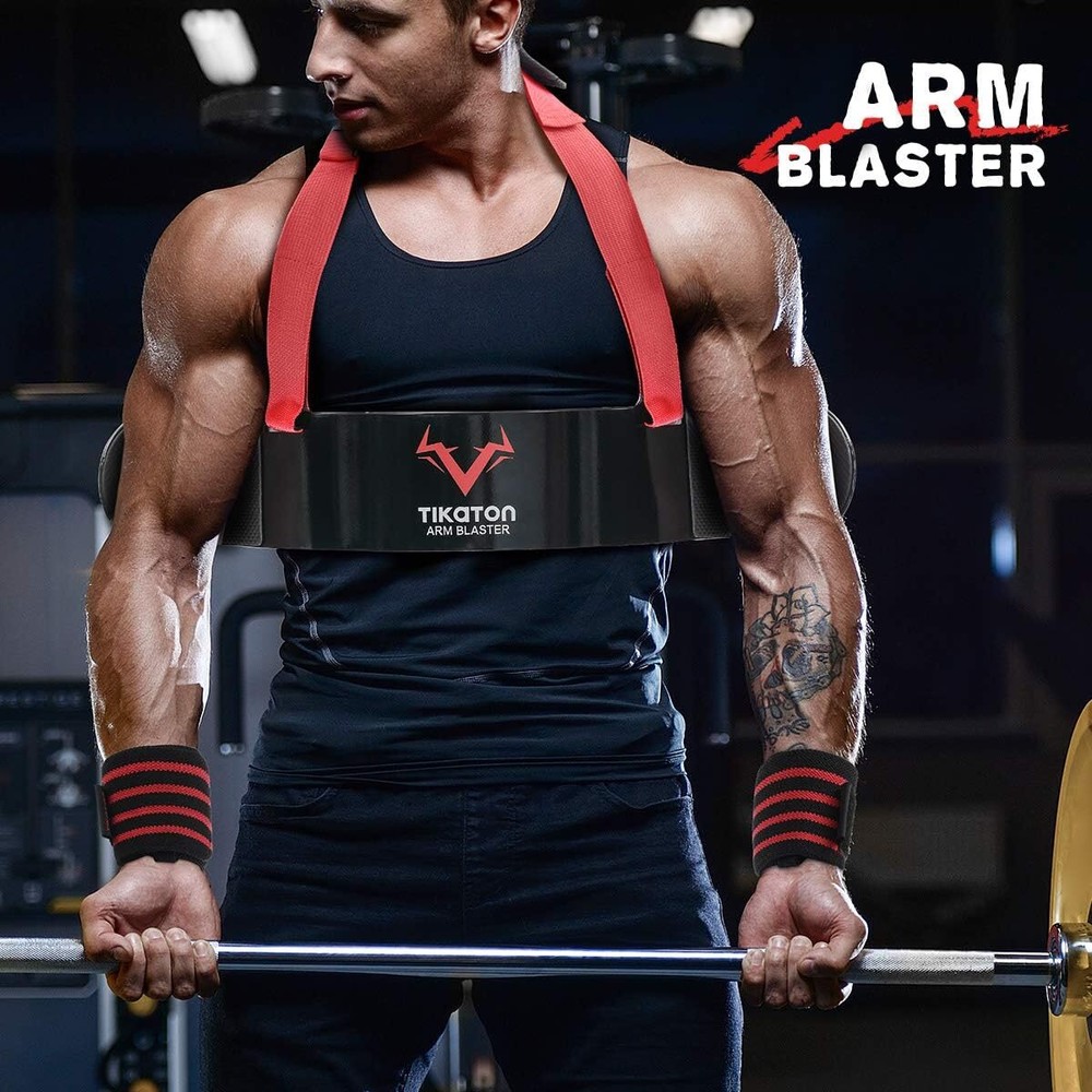 Arm Blaster with Wrist Wraps Adjustable Bicep Isolator Arm Curl Blaster