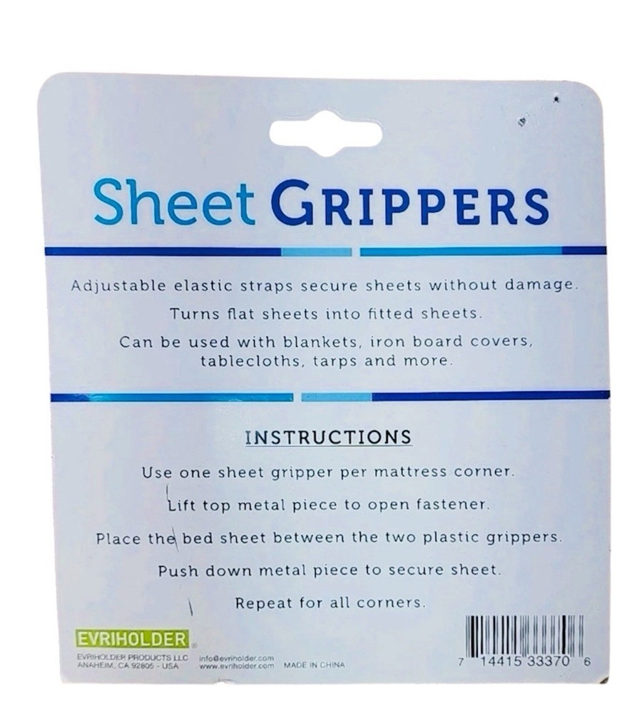 Bed Sheet Grippers 4 Piece Evriholder