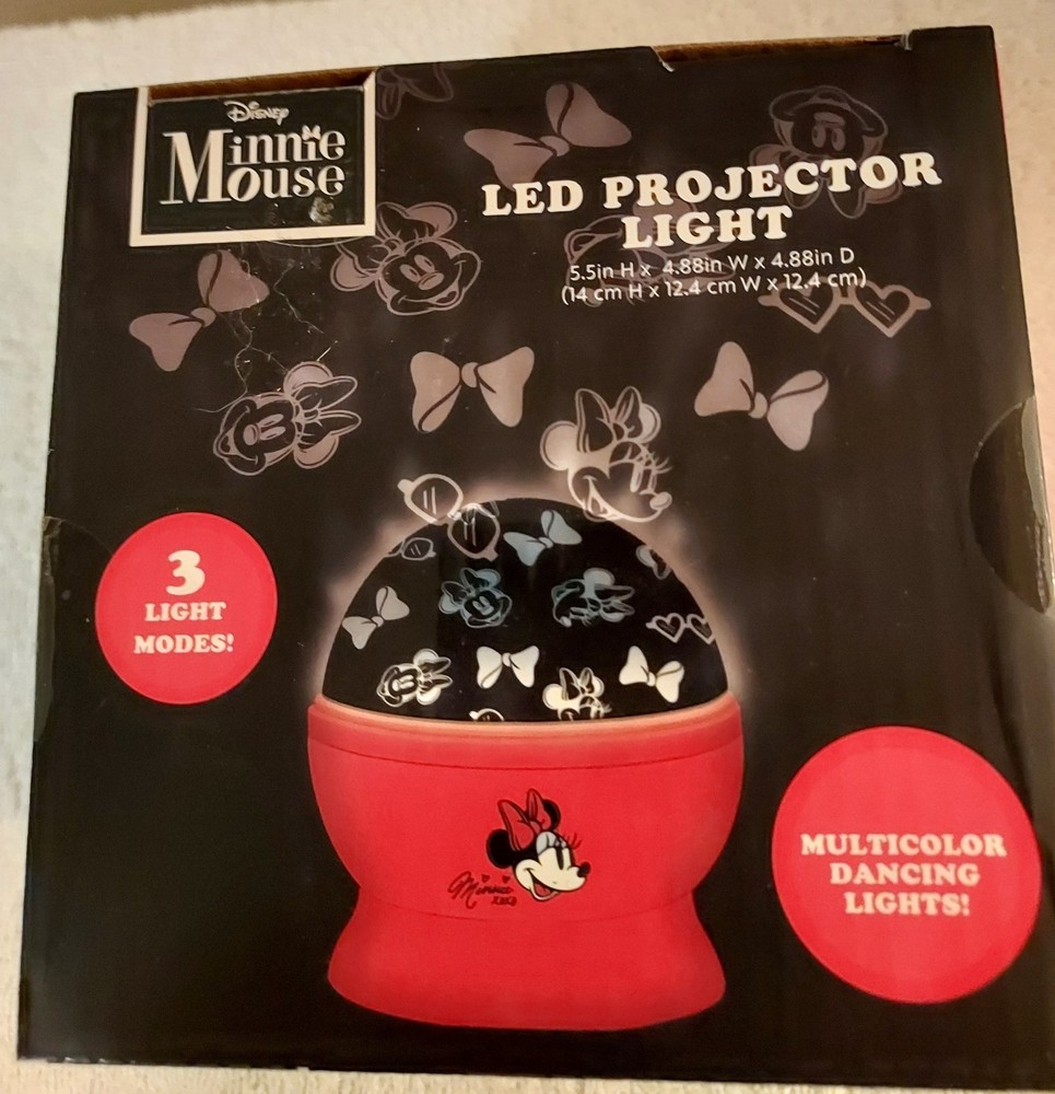 Disney Minnie Mouse LED Projector Light 3 Light Modes Multicolor Dancing Lights