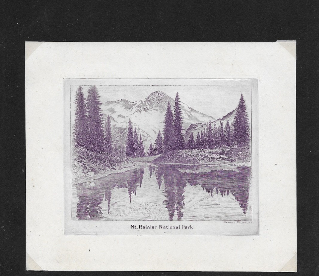 HARRY L. PECKMORE 1934 Mt. Rainier National Park Original ENGRAVING