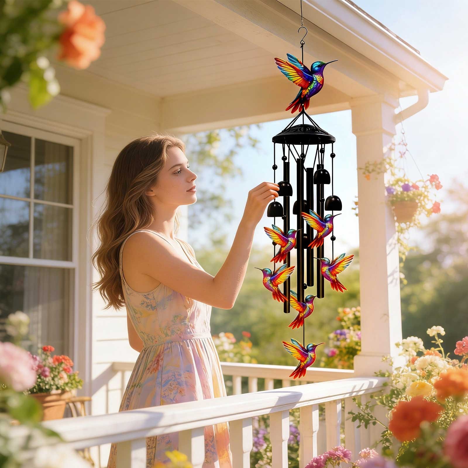 Hummingbird Memorial Wind Chimes Grandma Mom Garden Patio Sympathy Gift Outdoor