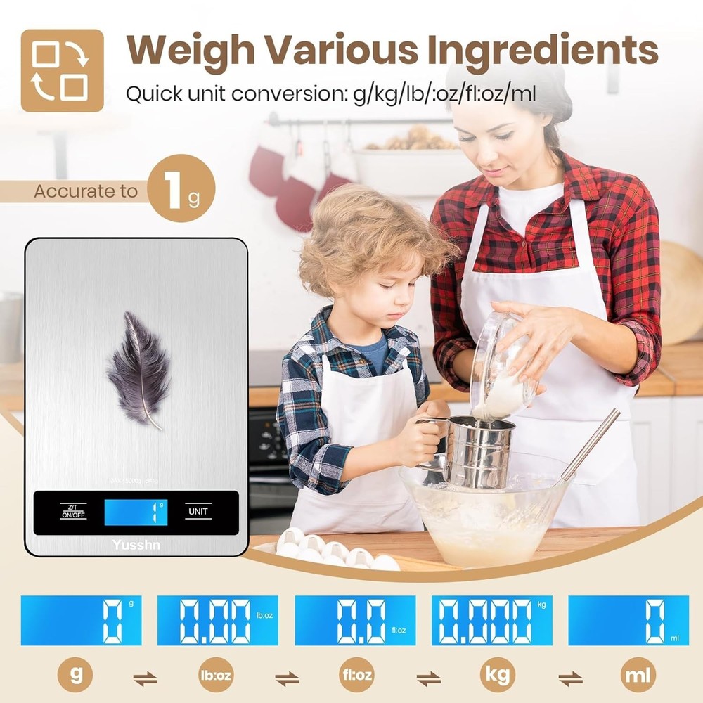 Precision Digital Kitchen Scale - 11lb Capacity, LCD Display & Tare Function