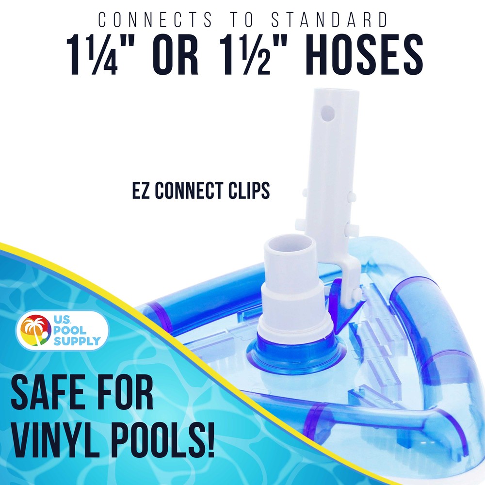 Weighted Transparent Clear Triangular Swimming Pool Vacuum Head, Cleans Debris
