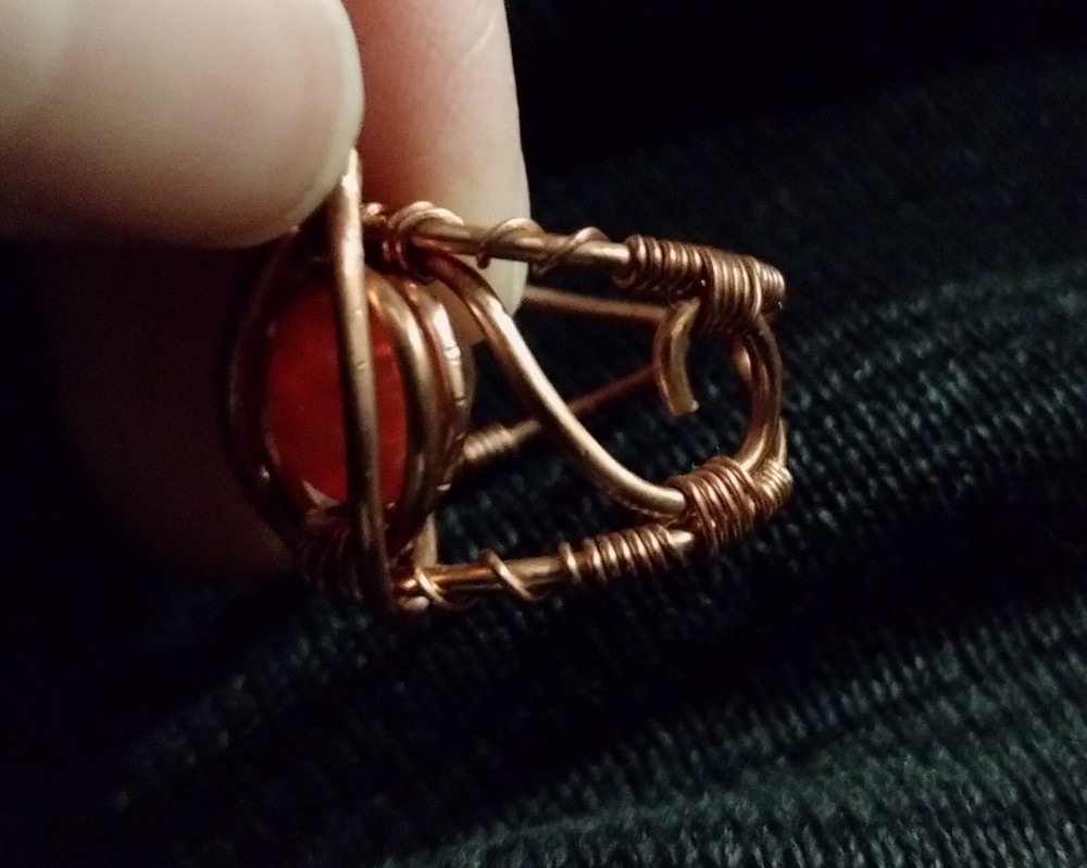 Flame Element Wire Wrap Ring With Resin Size 8