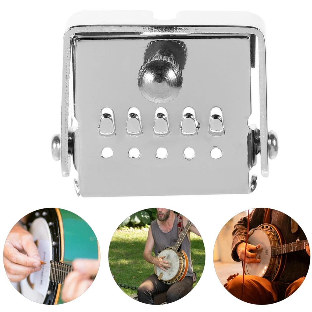 HEALLILY 5 String Banjo Tailpiece, Chrome Plated Alloy Replacement Accessory ...