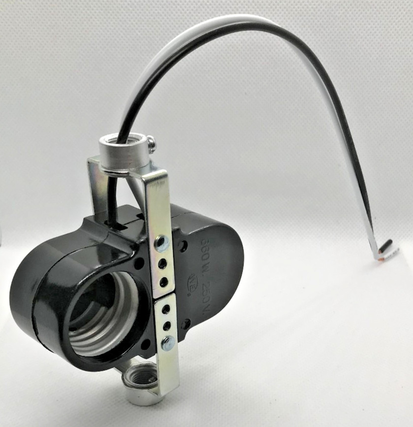 New Phenolic 2 Light Edison Base Twin Socket Offset Cluster, 8" Wire Leads SC701