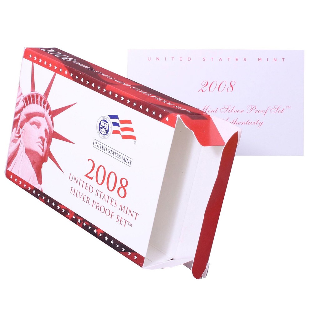 Empty Packaging Replacement Silver Proof Set Box & COA No Coins 2008