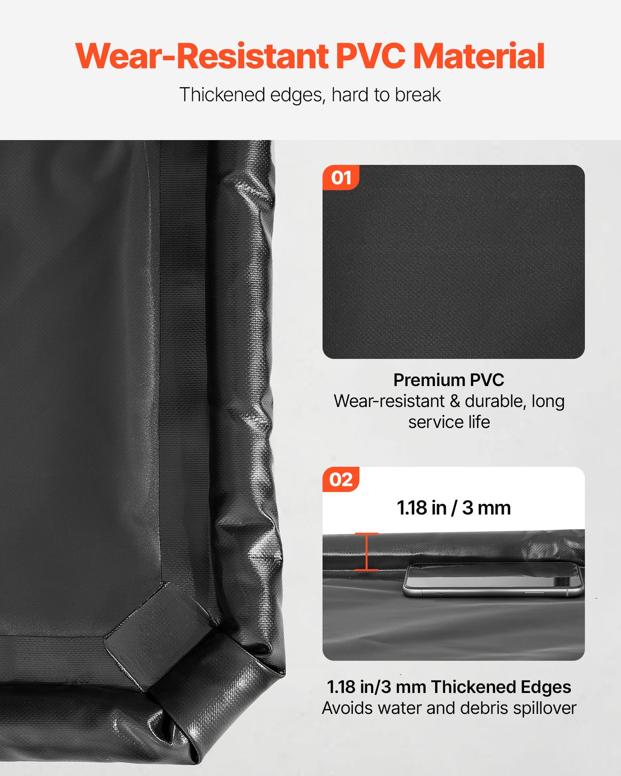 VEVOR Containment Mat Non-Slip Garage Floor Mat 7 ft 9 in x 18 ft Raised Edge