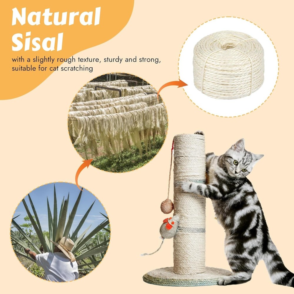 Cat Scratching Rope Sisal 164ft Natural