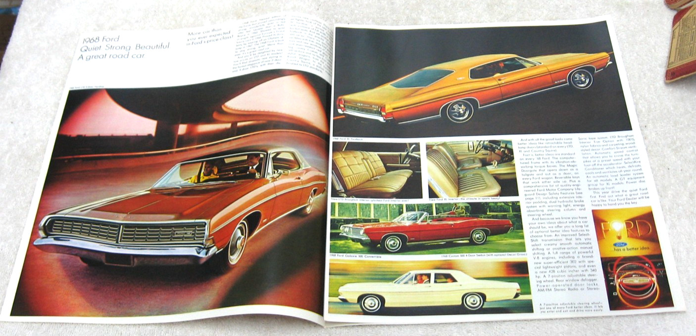 VINTAGE 1968 FORD 500 MUSTANG TBIRD FALCON LTD LX TORINO BROCHURE