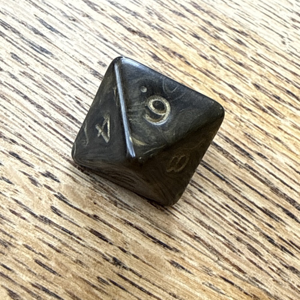 Crystal Caste Ancient / Goldmist - Black - Complete 7 dice Set + 2 Extra D6