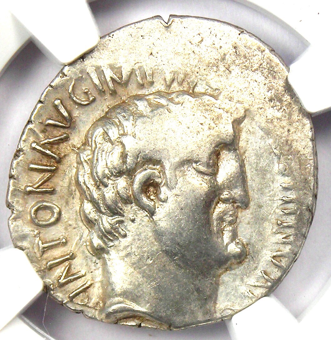 Marc Antony AR Denarius Portrait Silver Coin 33 BC - Certified NGC XF (EF)