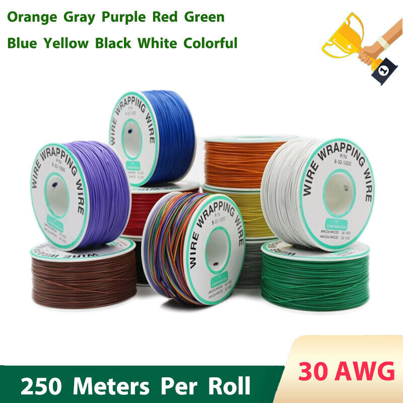 KYNAR Wire Wrapping Hook-up Copper Single Core Cable PCB 30 AWG Length Meter 250