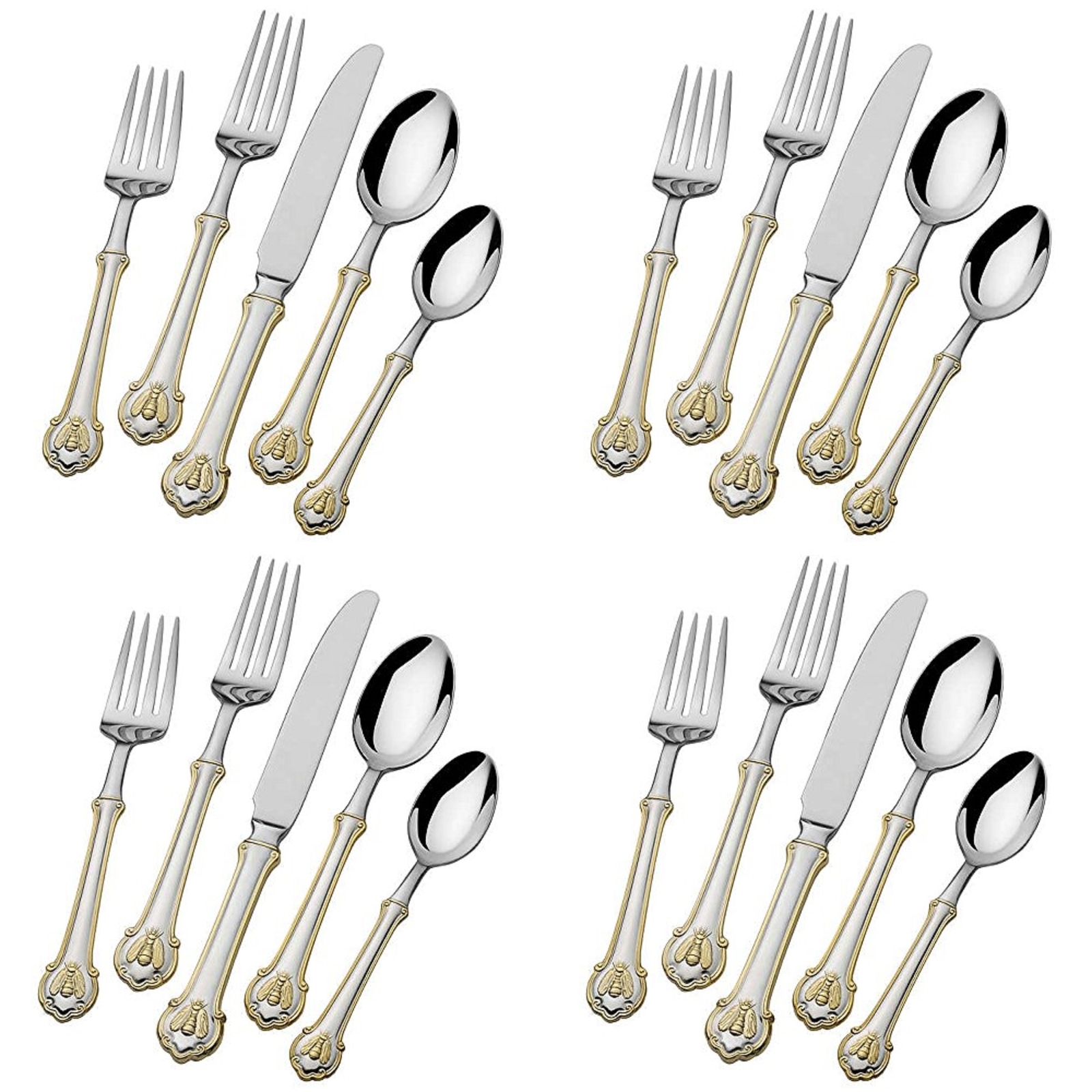 Wallace Napoleon Bee Gold Accent 18/10 Stainless Steel 20pc. Flatware Set