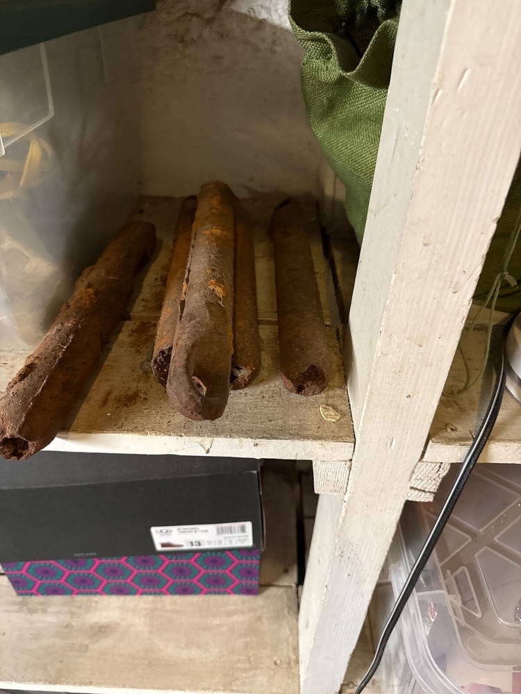 5 vintage cast iron window weights 5#